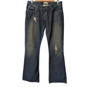 BKE Buckle Denim Jeans Low Rise 31x35.5 Tall Dark Wash Flared Y2K Distressed
